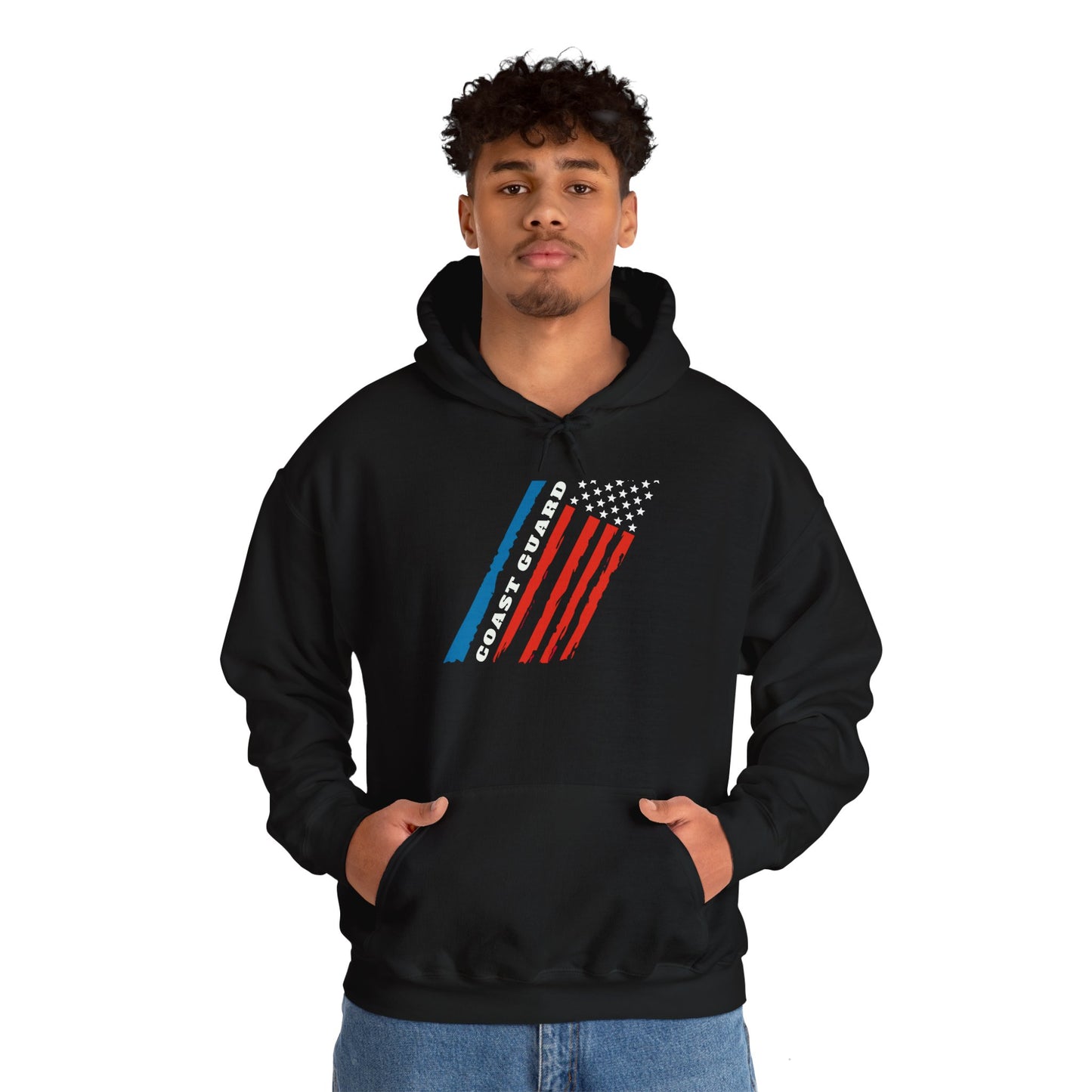 Coast Guard Stars and Stripes Adult Hooded Sweatshirt